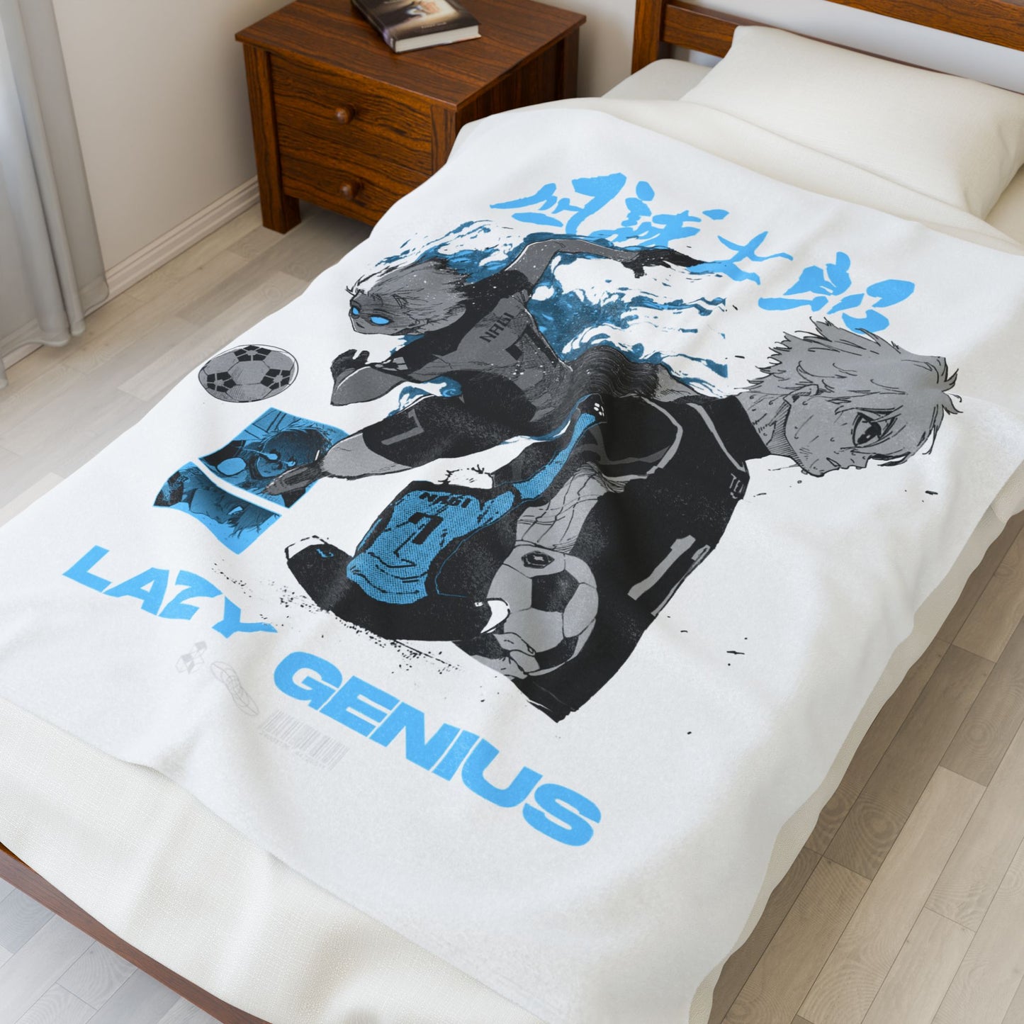 Seishiro Nagi "Lazy Genius Soccer" Velveteen Plush Blanket